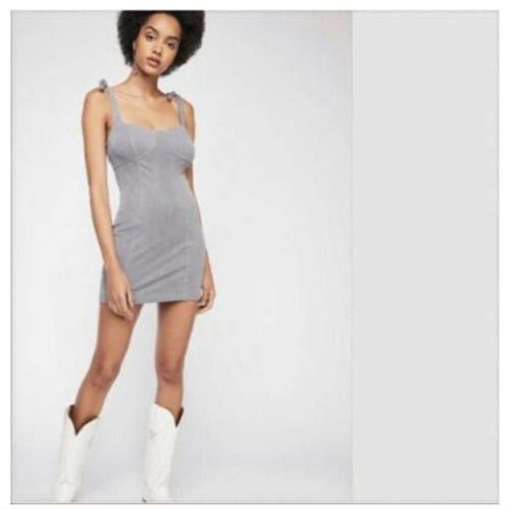 Free people grey bodycon ribbed knit dress women's medium new